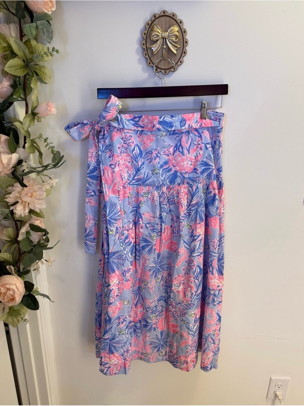 Lilly Pulitzer Corina Cotton Midi Skirt Elephant Splash Size Large NWT